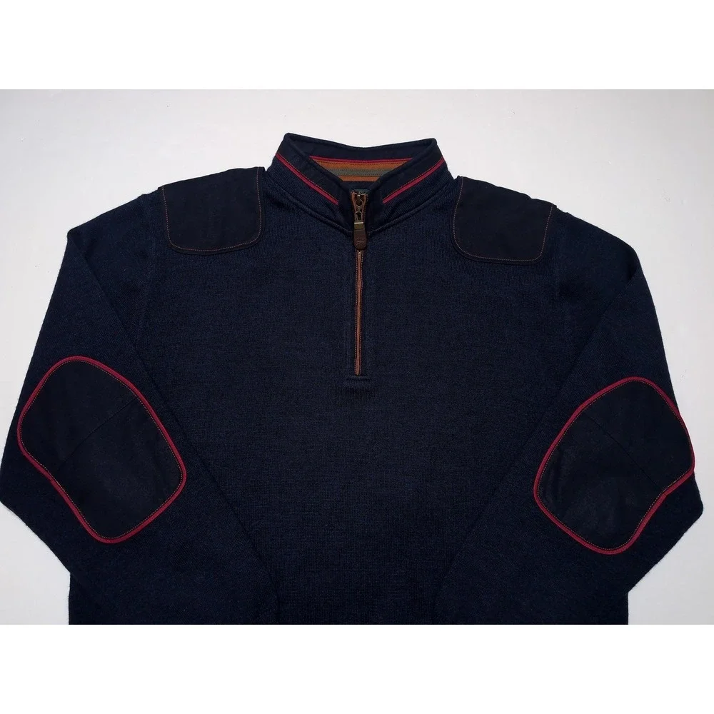 ORVIS 100% Merino Wool 1/2 Zip Sweater Hunting Elbow Patches 2ER1 Upton Large L